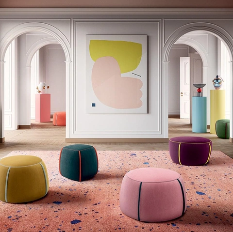 Pouf divertente, morbido e creativo in tessuto colorato sfoderabile Prince di Felis
