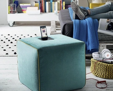 Pouf in tessuto con sistema stereo mobile Zeppelin di Felis