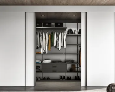 Cabina Armadio System Soul 06 in laccato antracite e melaminico bianco di Trentanove