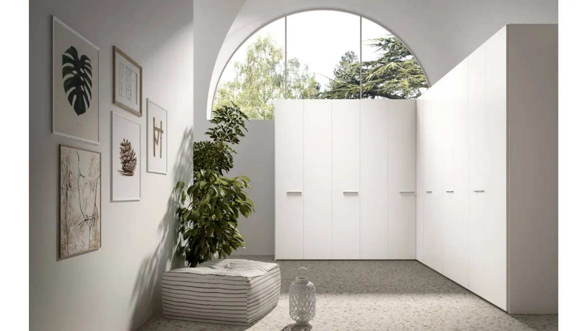 Armadio angolare con ante battenti Power 31 Bianco Matt di Trentanove
