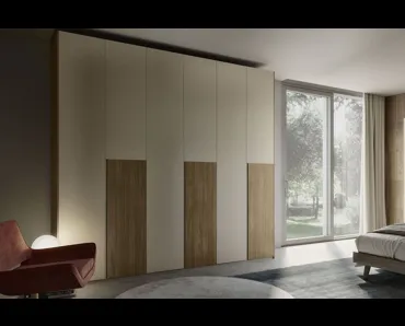 Armadio con ante battenti Quadro Mezzagola finitura creta e noce di S75