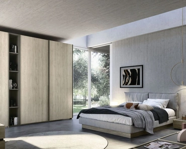 Armadio con 2 ante scorrevoli e un modulo laterale battente Quadro Steel Plan 90 di S75