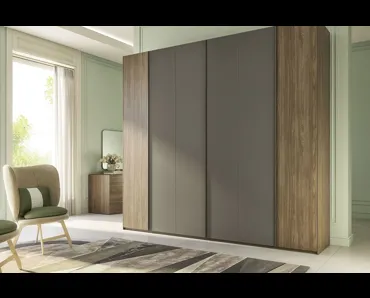 Armadio con ante battenti Quadro Steel finitura noce e grey di S75
