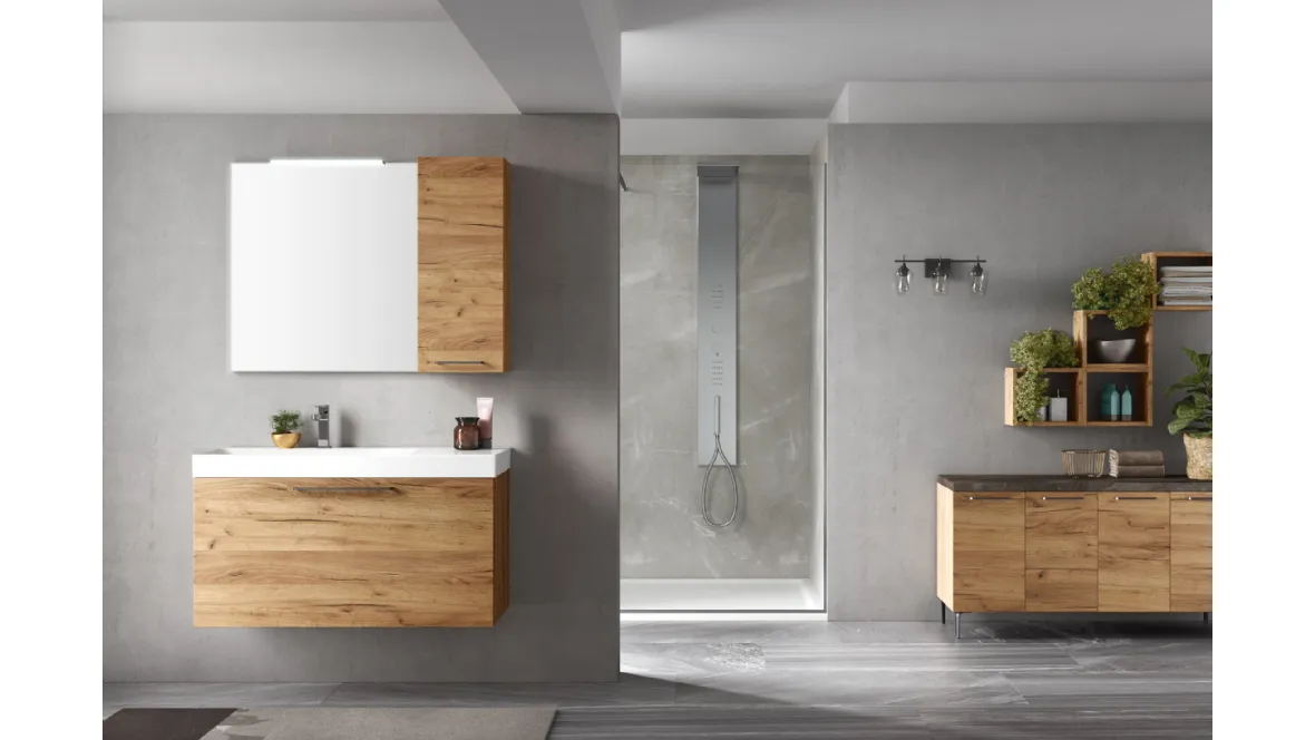 Mobile da Bagno sospeso in melaminico Rovere Cortina 46 08 di Arcom