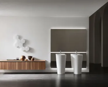 Mobile da Bagno sospeso Dafne 03 in legno di Noce di Arcom