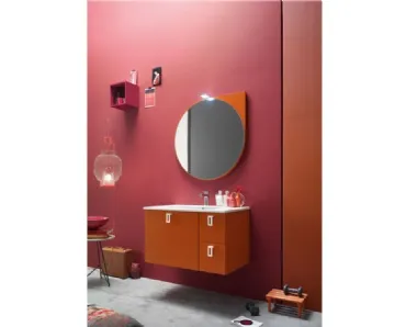 Mobile da Bagno sospeso laccato opaco con maniglia applicata sul frontale E-Ly 52 di Arcom