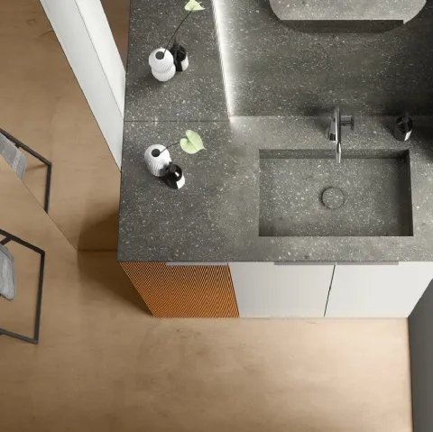 Mobile da Bagno sospeso Dafne 03 in legno di Noce di Arcom