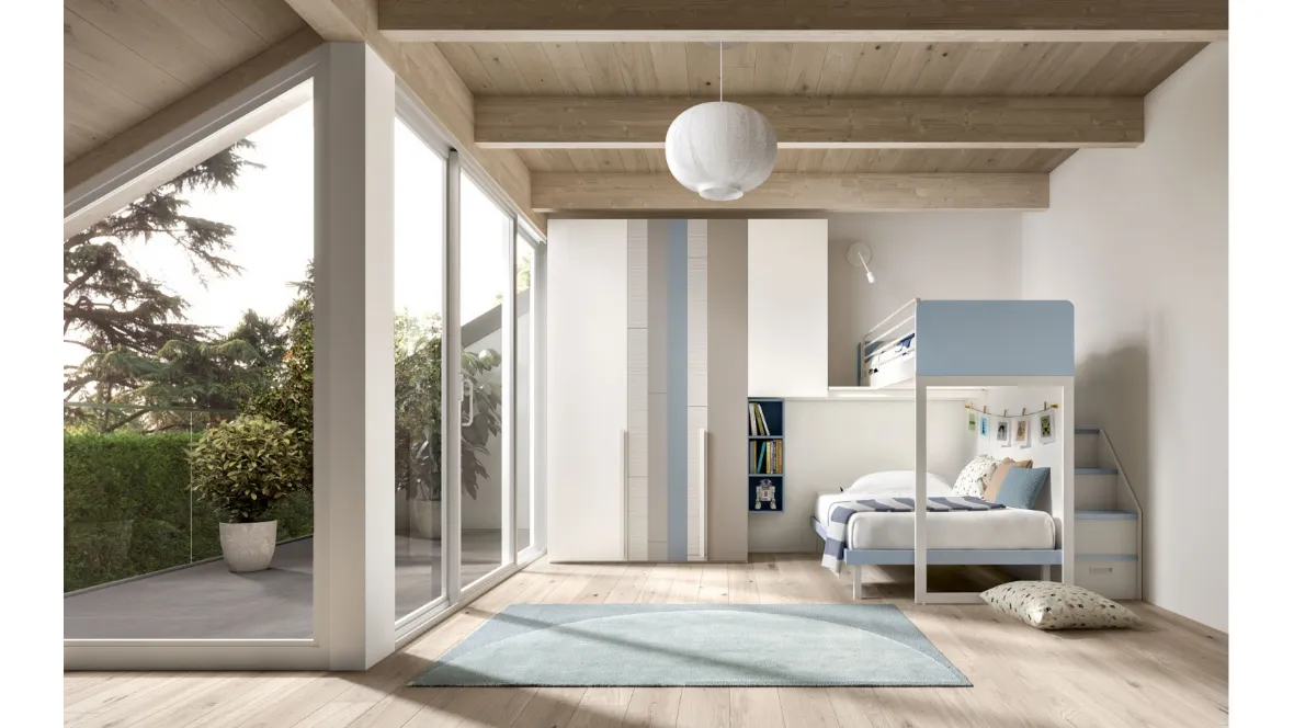 Camera con soppalco Room 163 con armadio dalle ante personalizzabili di Zg Mobili