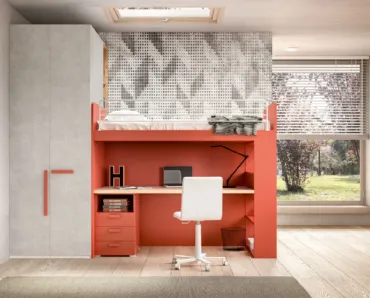 Camera con soppalco e scrivania Room173 di Zg Mobili