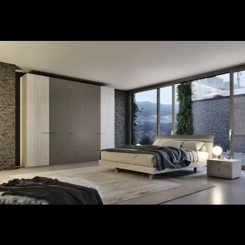 Comodino Basic Box in rovere fiammato e laccato grey di S75