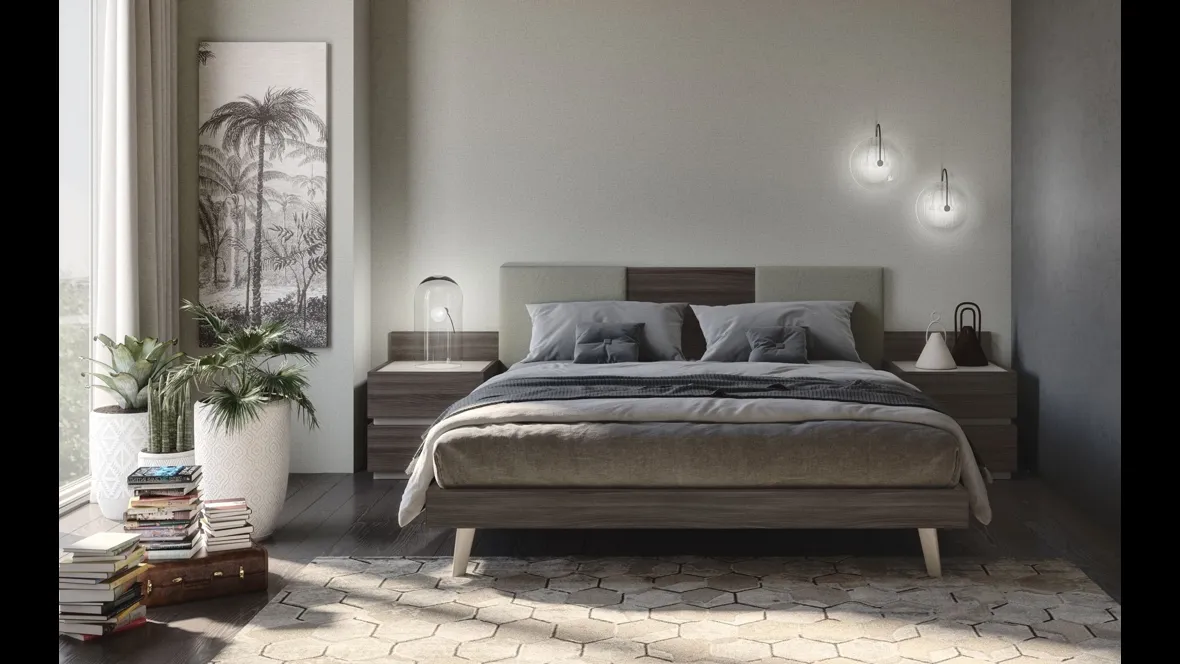 Comodino in finitura olmo e beige Cuby di S75