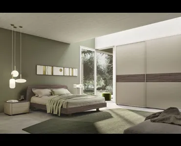 Comodino Fiancotondo Cornice in finitura creta e top in olmo dark di S75