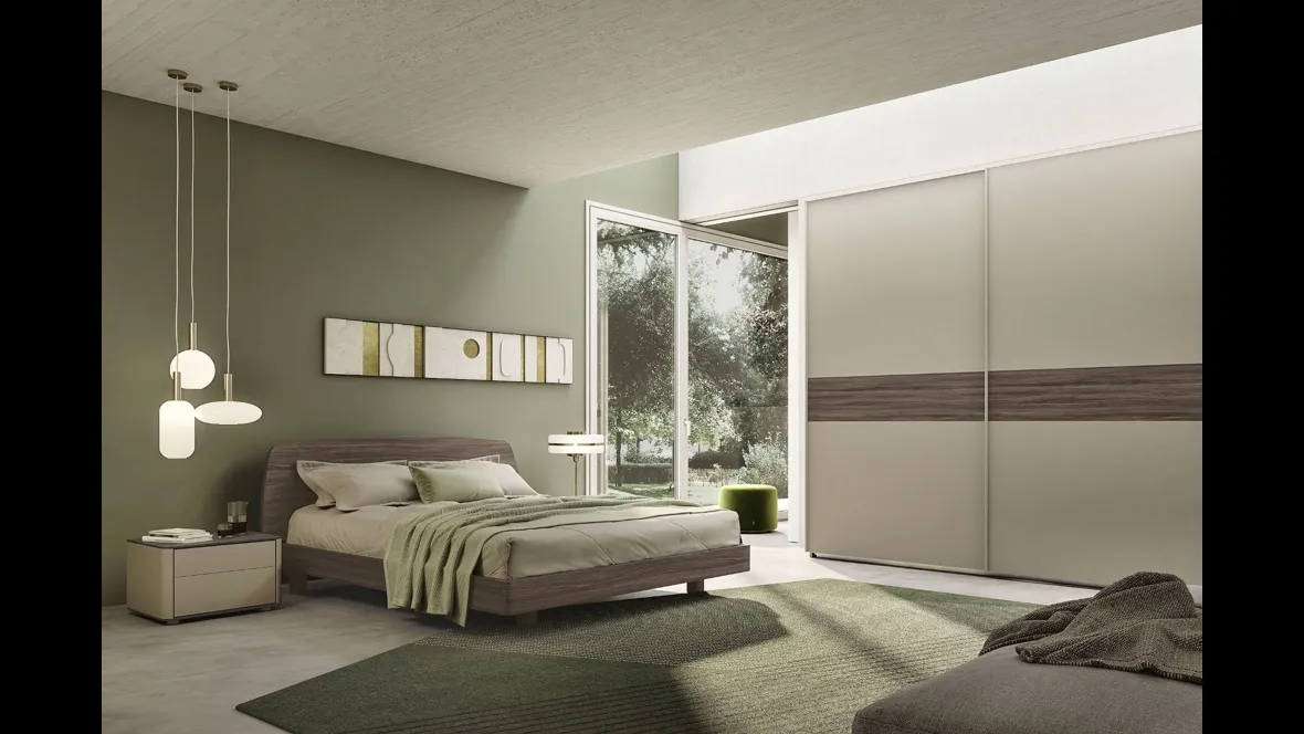 Comodino Fiancotondo Cornice in finitura creta e top in olmo dark di S75