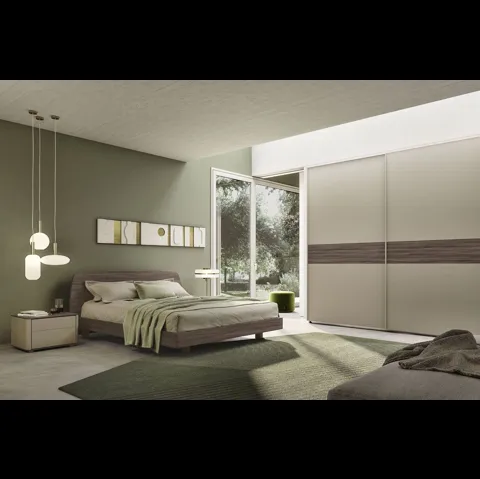 Comodino Fiancotondo Cornice in finitura creta e top in olmo dark di S75