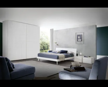 Comodino moderno finitura cemento bianco Poker 10 di S75