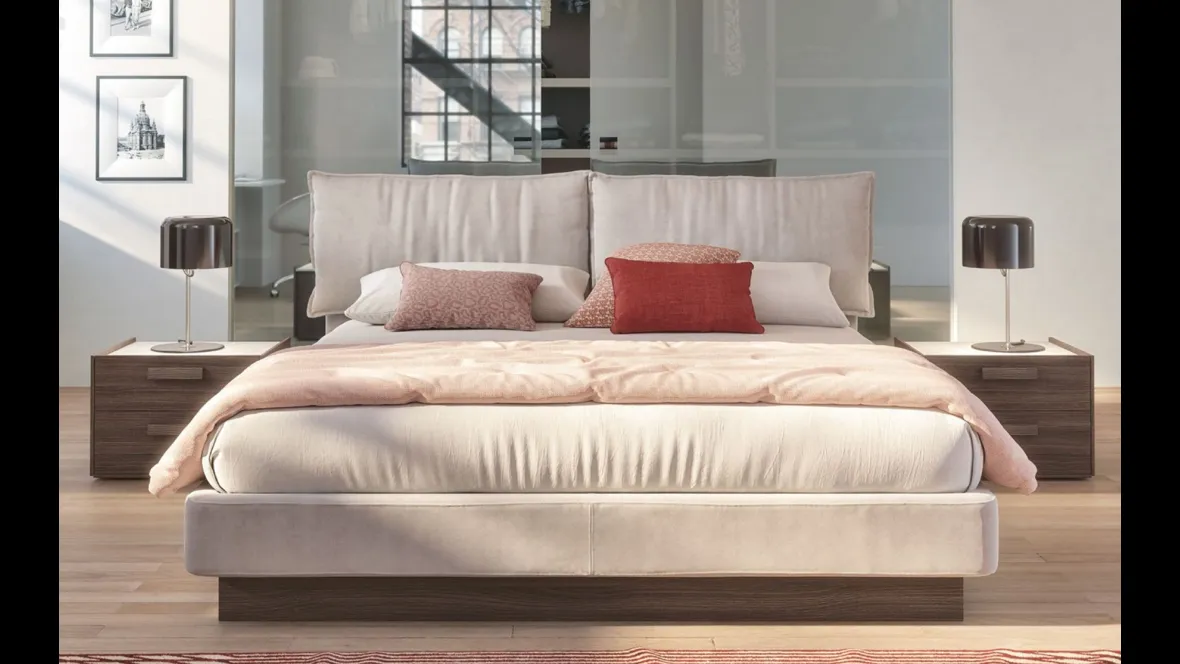Comodino in finitura olmo dark con top in marmo di Carrara Spalla 10 Basic di S75