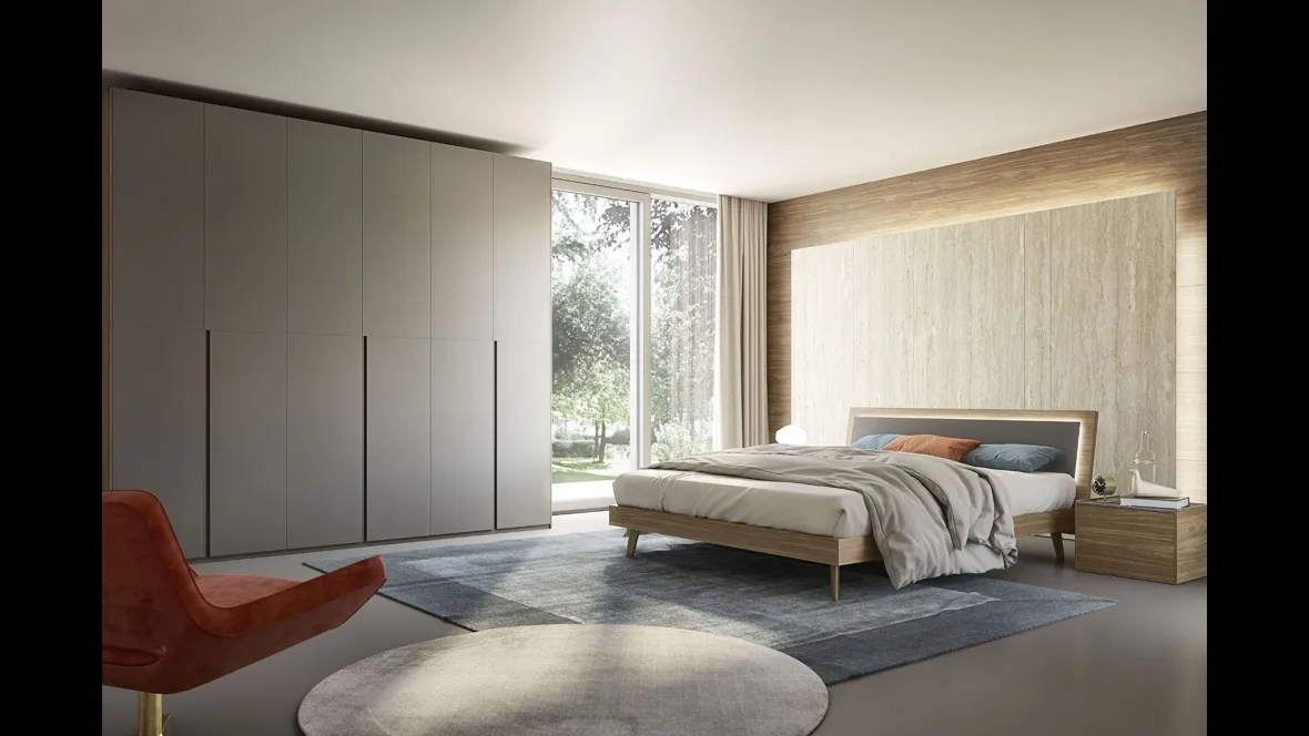 Comodino in finitura noce e marmo nero Spalla 10 Basic di S75