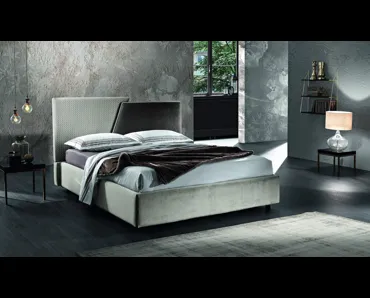 Letto Achille con testiera in tessuto trapuntato e imbottito di MaxHome