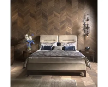 Letto con testiera in pelle imbottita Segreti S992 di Arte Brotto
