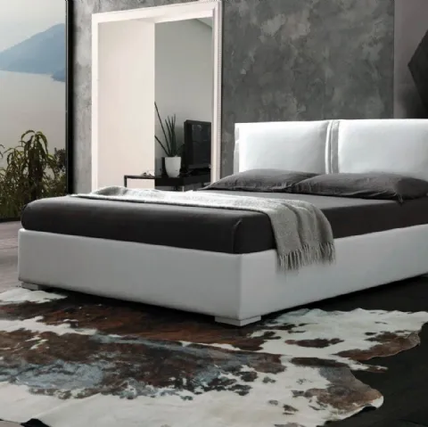 Letto in ecopelle con testiera e box contenitore Asia di Ergogreen
