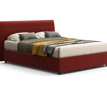 Letto matrimoniale in tessuto con testiera e box contenitore Asia di Novaluna