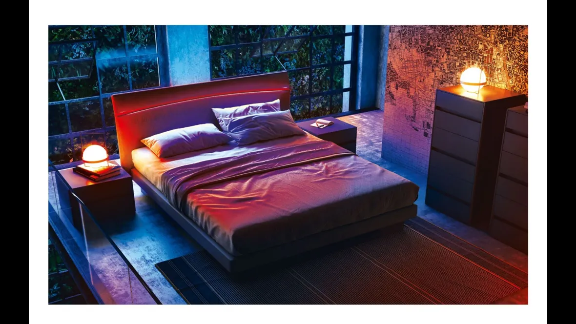 Letto in tessuto con testiera illuminata Aurora di S75