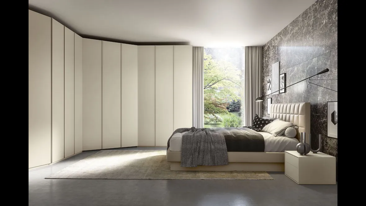 Letto in pelle imbottito con testiera trapuntata Cross Max di S75