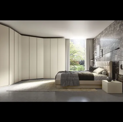 Letto in pelle imbottito con testiera trapuntata Cross Max di S75