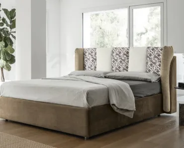 Letto con box contenitore Diadema in tessuto imbottito di Rigosalotti