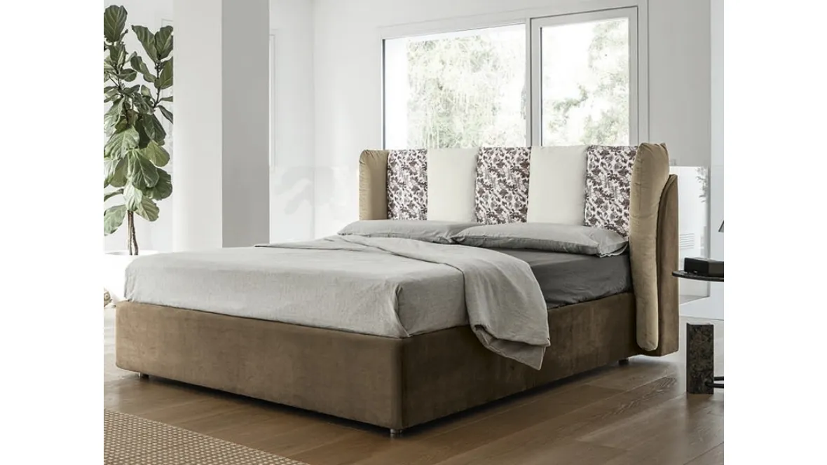 Letto con box contenitore Diadema in tessuto imbottito di Rigosalotti