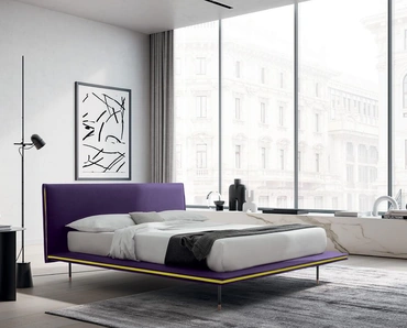 Letto dalla struttura minimal e sottile con testiera Elle di Felis