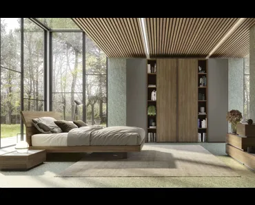 Letto in finitura noce con testiera Fiji Max di S75