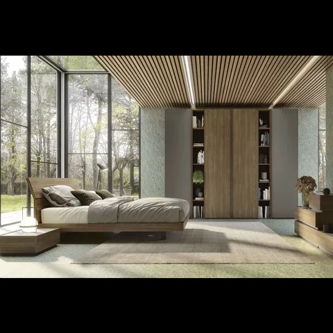Letto in finitura noce con testiera Fiji Max di S75