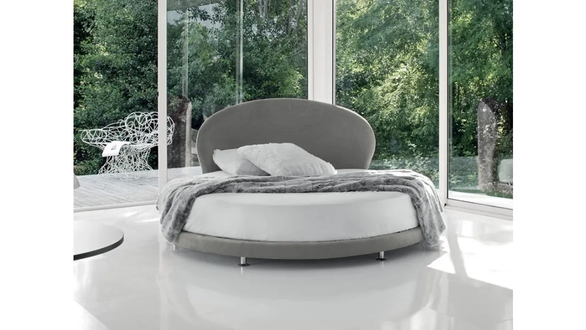 Letto rotondo di design in tessuto Kaleido di Rigosalotti