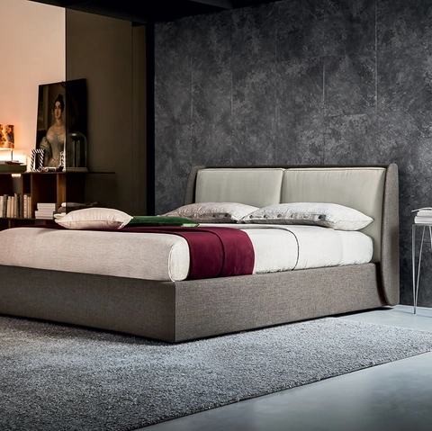 Letto imbottito in tessuto con testiera Kevin di Felis
