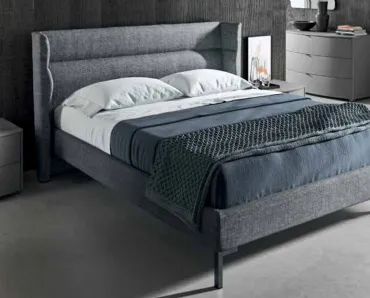 Letto in tessuto imbottito con testiera avvolgente Fold di Mab