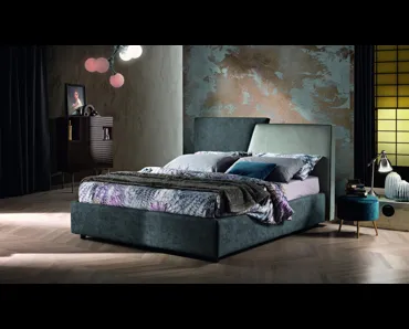 Letto in tessuto imbottito con testiera bicolore Achille di MaxHome
