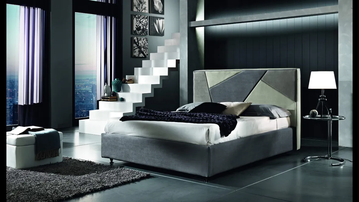 Letto in tessuto con testiera trapuntata Loft di MaxHome