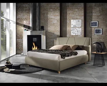 Letto matrimoniale in tessuto imbottito con testiera Mojito di MaxHome