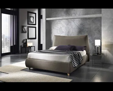 Letto morbido e accogliente in tessuto imbottito con testiera My Way di MaxHome