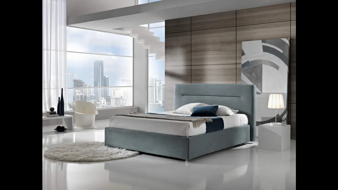 Letto matrimoniale in tessuto con testiera Rum di MaxHome