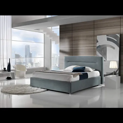 Letto matrimoniale in tessuto con testiera Rum di MaxHome