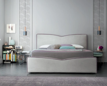 Letto in tessuto con bordo in contrasto con testiera dal design raffinato Megan di Felis