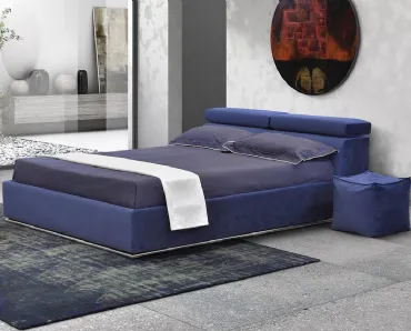 Letto matrimoniale in tessuto imbottito con testiera sdoppiabile e reclinabile Alba di Novaluna