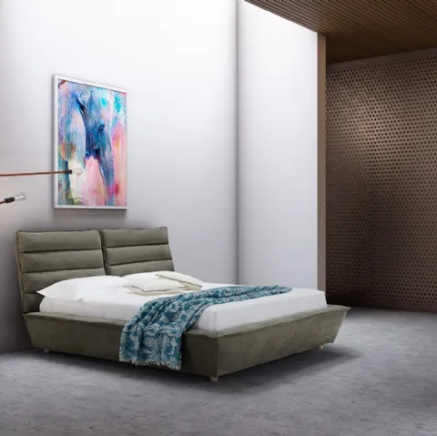 Letto in tessuto con testiera imbottita sdoppiata e inclinabile Remix di Novaluna