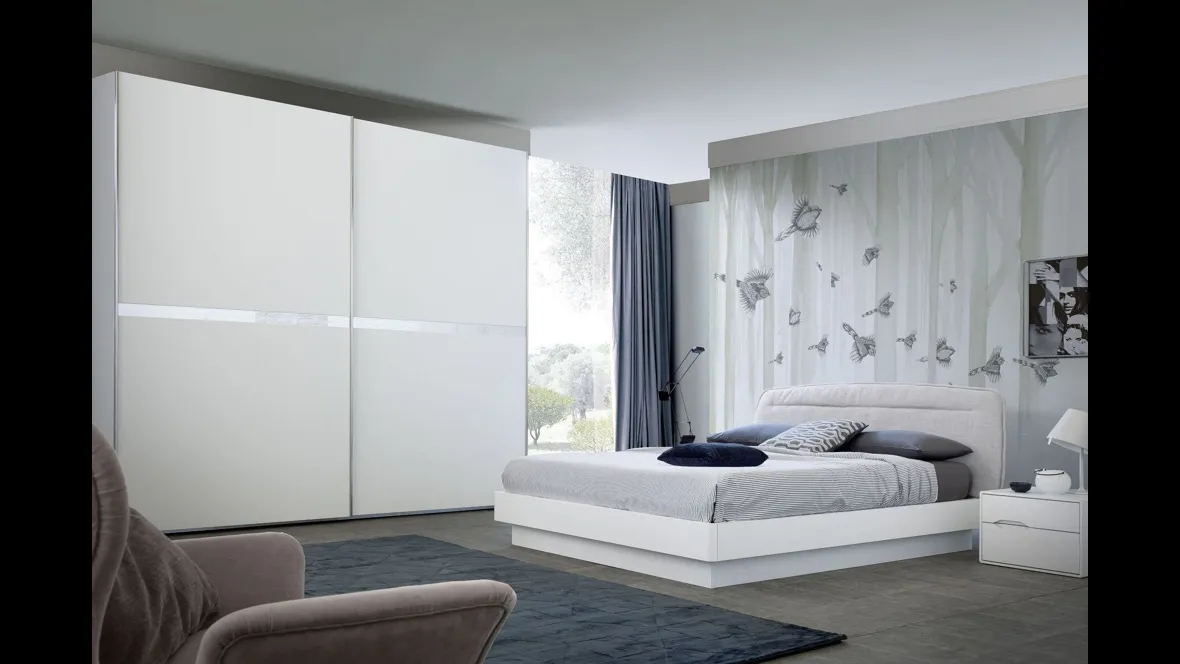 Letto con testiera in tessuto Oasi Bouclè S75
