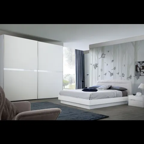 Letto con testiera in tessuto Oasi Bouclè S75