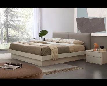 Letto con testiera in ecopelle imbottita Double di S75
