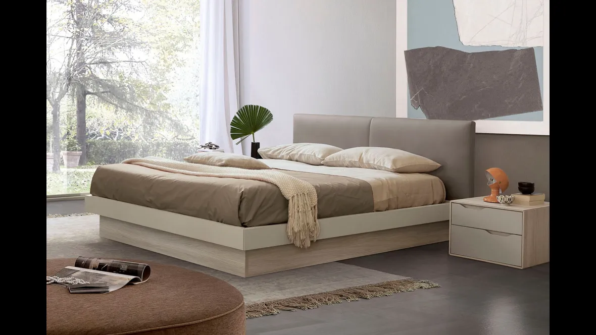 Letto con testiera in ecopelle imbottita Double di S75