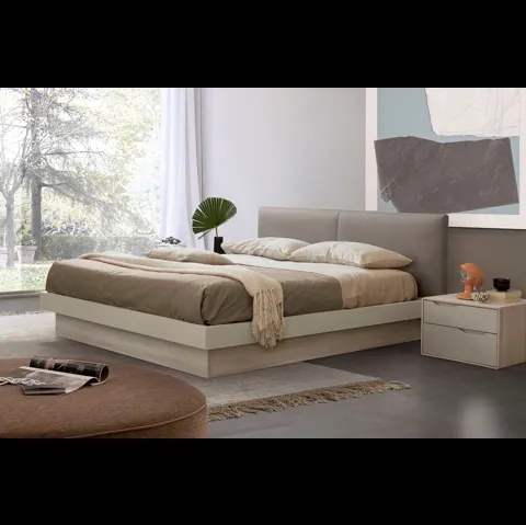Letto con testiera in ecopelle imbottita Double di S75